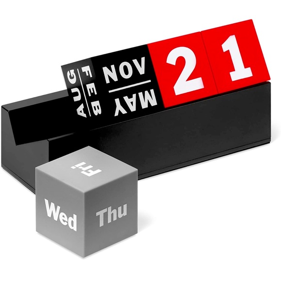MoMA Cubes Perpetual Calendar Red/Grey/Black - Picture 1 of 4